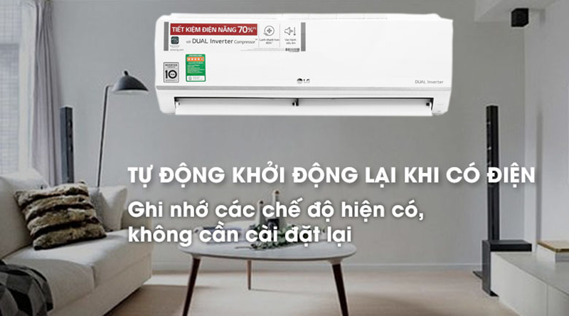 Điều Hoà LG Inverter 1 chiều 9000 BTU V10ENW Tự khởi động lại khi có điện