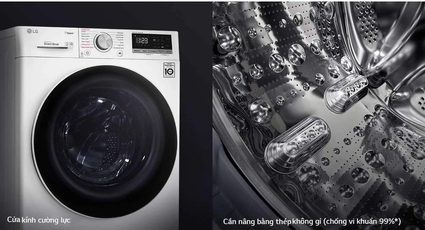 Máy giặt LG Inverter 9 kg FV1409S4W Độ bền - Bền và sạch hơn