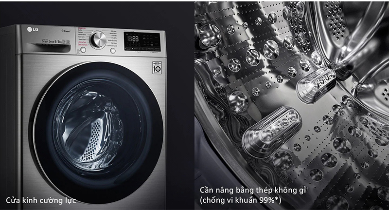 Máy giặt sấy LG 9 kg FV1409G4V Độ bền - Bền và sạch hơn